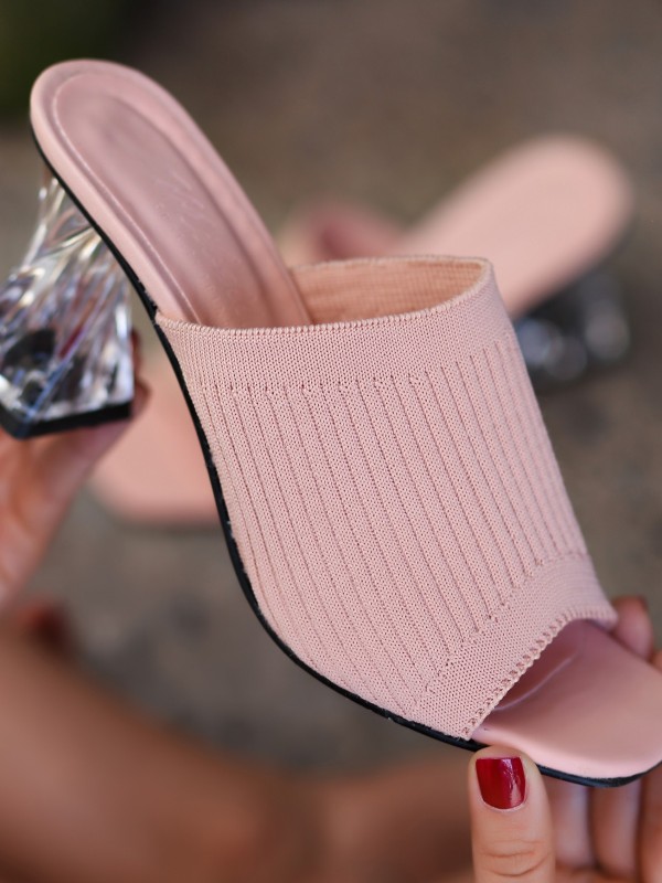 Evra Pudra Triko Topuklu Terlik