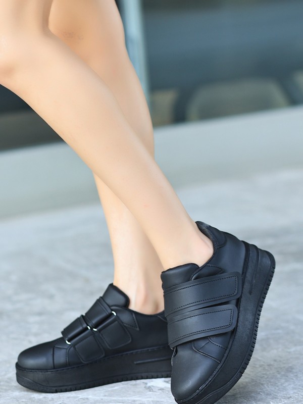 Marx Siyah Cilt Cırt Cırtlı Spor Ayakkabı