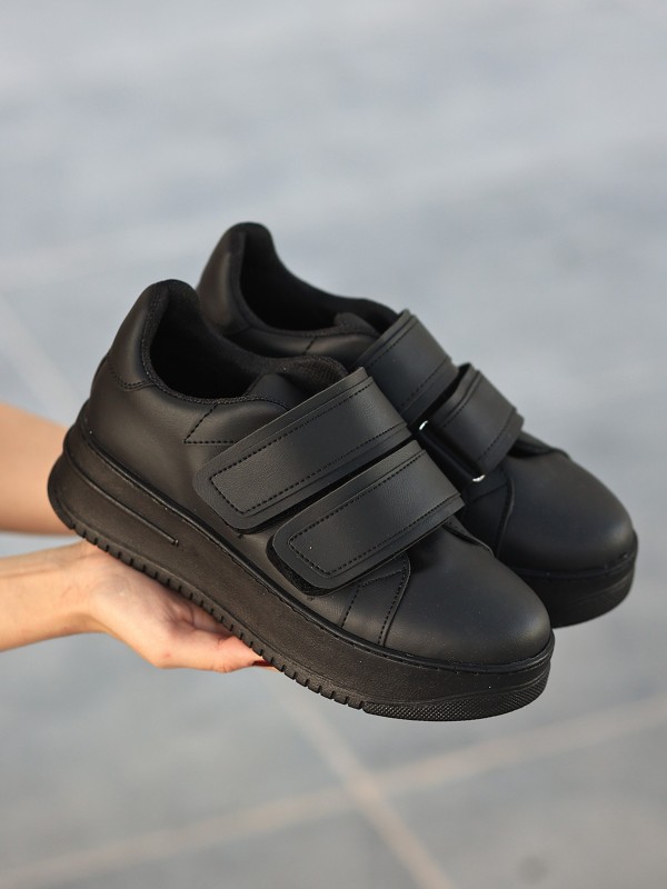 Marx Siyah Cilt Cırt Cırtlı Spor Ayakkabı