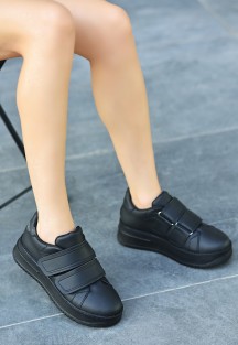 Marx Siyah Cilt Cırt Cırtlı Spor Ayakkabı