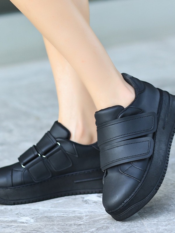 Marx Siyah Cilt Cırt Cırtlı Spor Ayakkabı