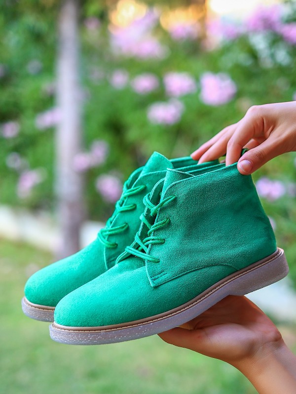 Kean Yeşil Süet Bağcıklı Bot