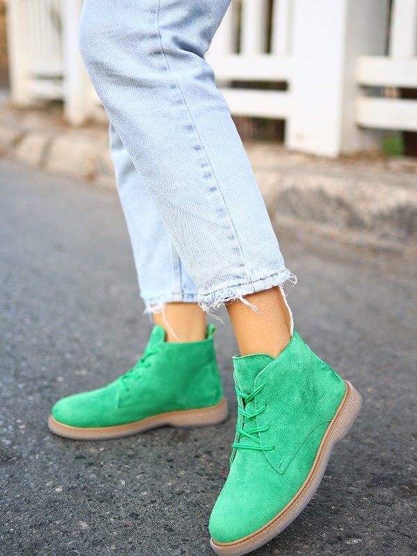 Kean Yeşil Süet Bağcıklı Bot