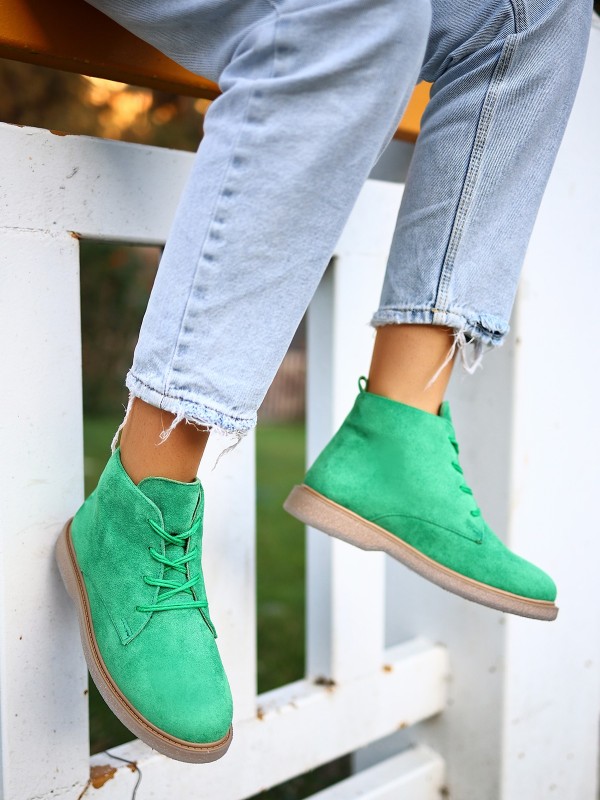 Kean Yeşil Süet Bağcıklı Bot