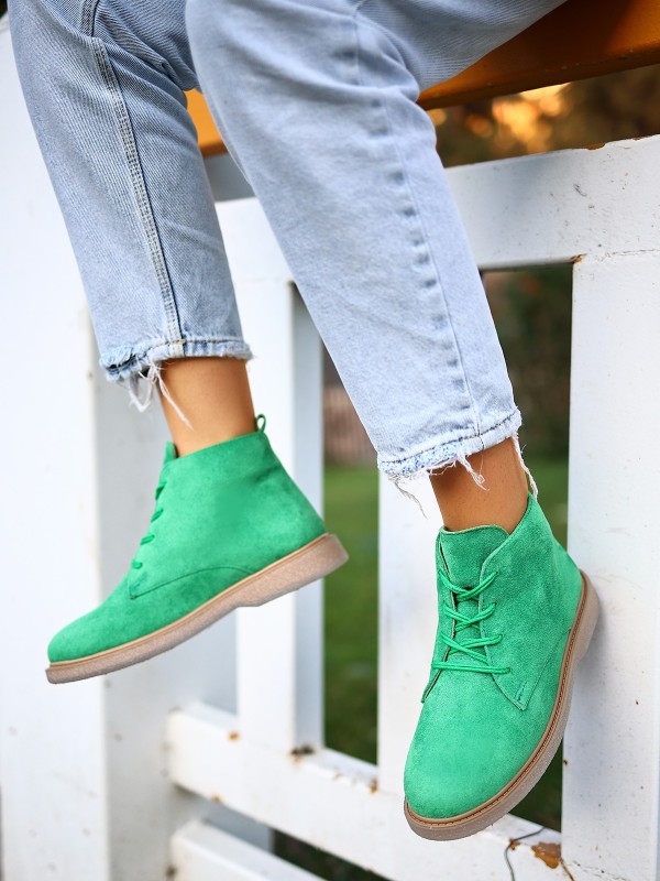 Kean Yeşil Süet Bağcıklı Bot