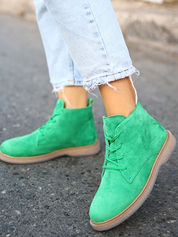 Kean Yeşil Süet Bağcıklı Bot