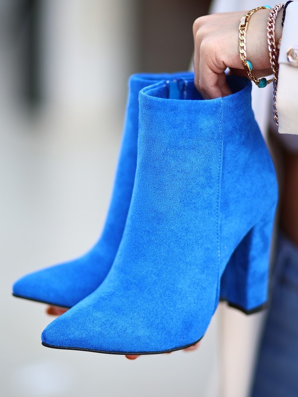 Loora Saks Mavisi Süet Topuklu Bot