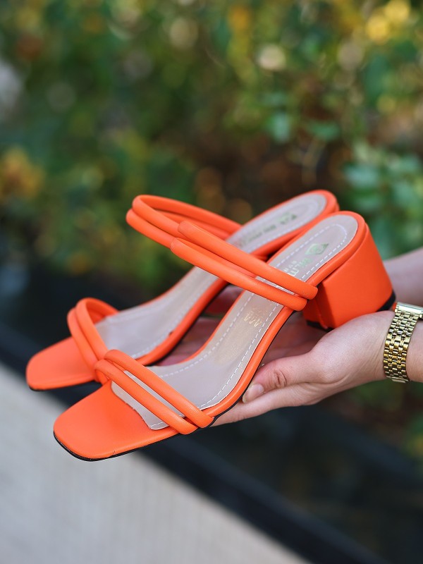 Renti Turuncu Cilt Topuklu Terlik