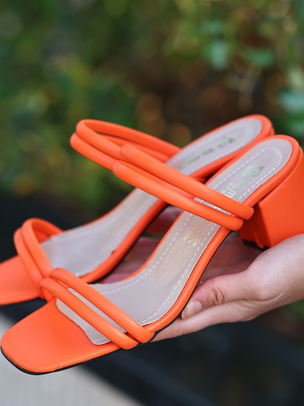 Renti Turuncu Cilt Topuklu Terlik