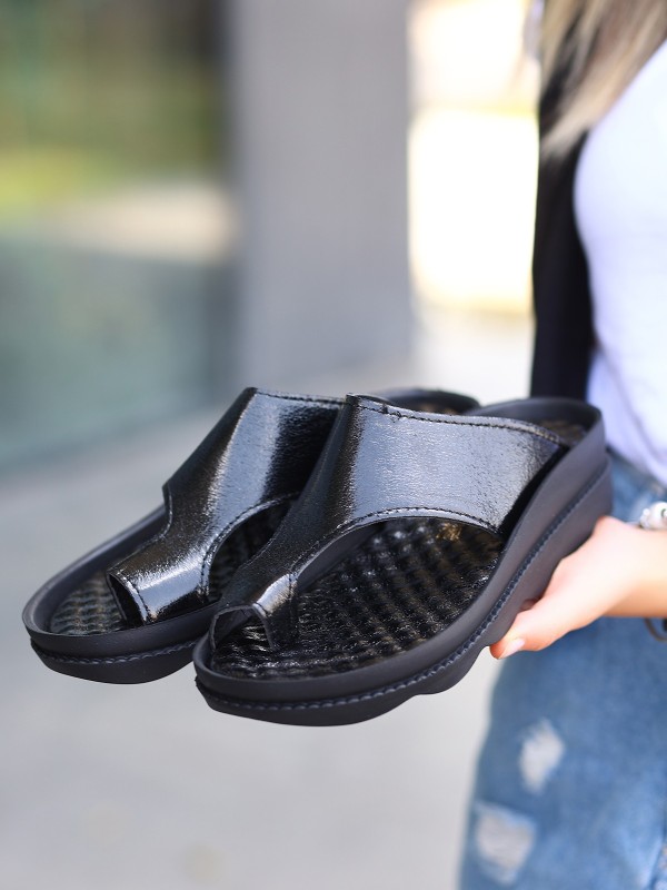 Weno Siyah Cilt Simli Terlik