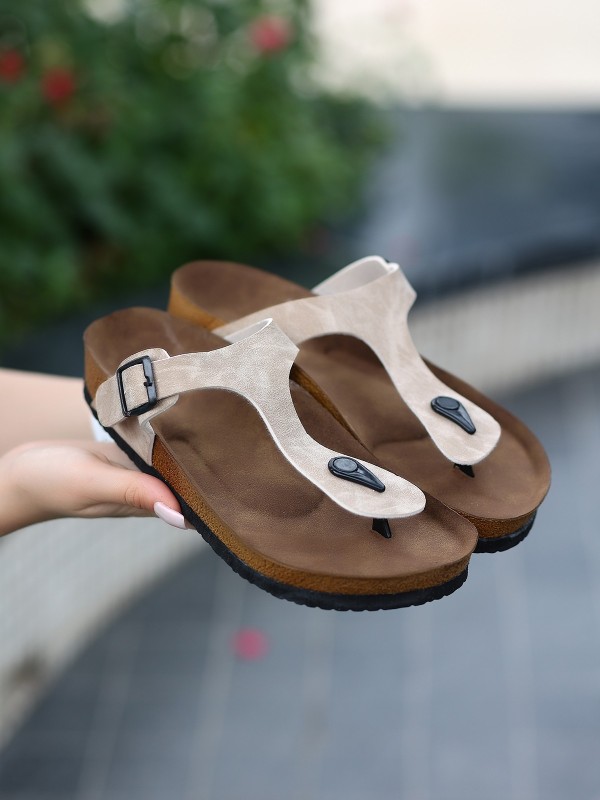 Aksar Krem Nubuk Parmak Arası Terlik