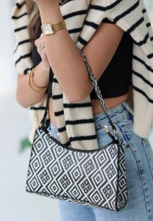 Moga Siyah Beyaz Cilt Çanta Moga Siyah Beyaz Cilt Çanta