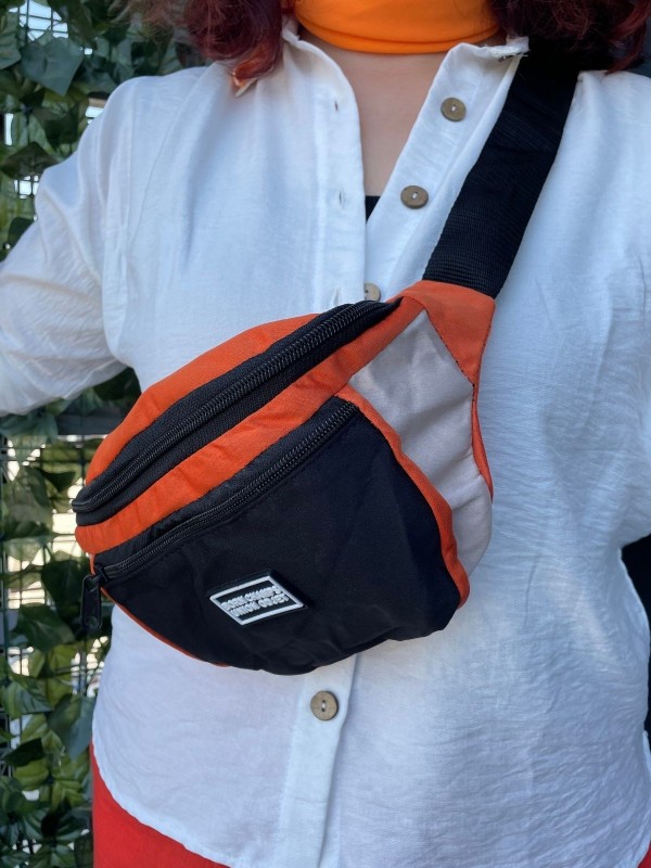 Kenta Siyah Turuncu Saten Çanta