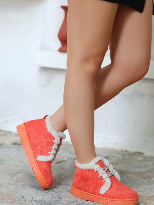 Simya Turuncu Süet Bağcıklı Bot