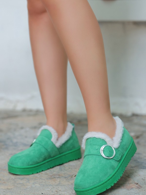 Tote Yeşil Süet Babet Ayakkabı