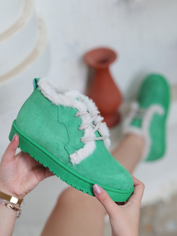 Simya Yeşil Süet Bağcıklı Bot