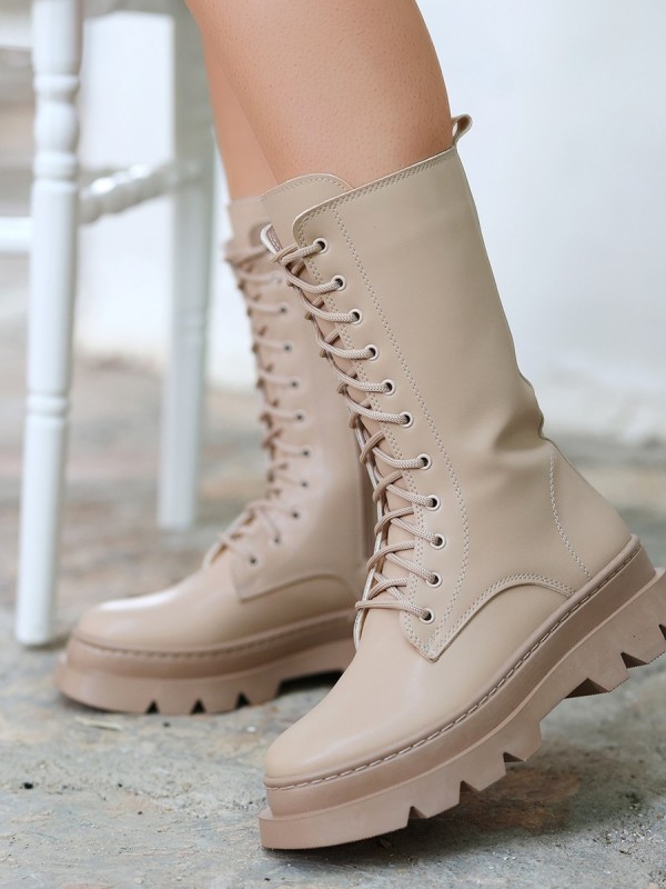 Toir Nude Cilt Bağcıklı Postal