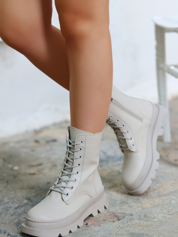 Orge Bej Cilt Bağcıklı Bot