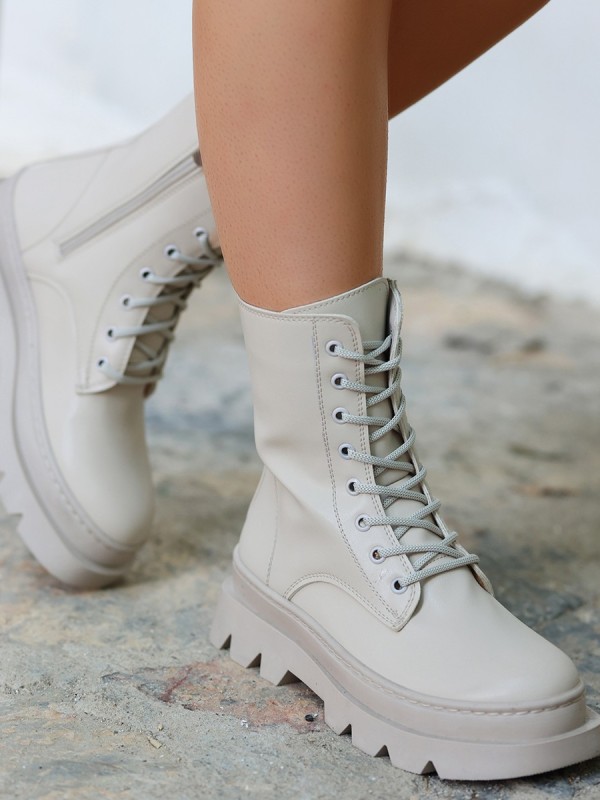 Orge Bej Cilt Bağcıklı Bot