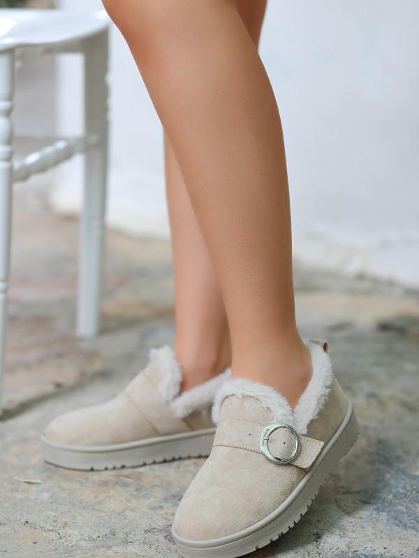 Tote Bej Süet Babet Ayakkabı