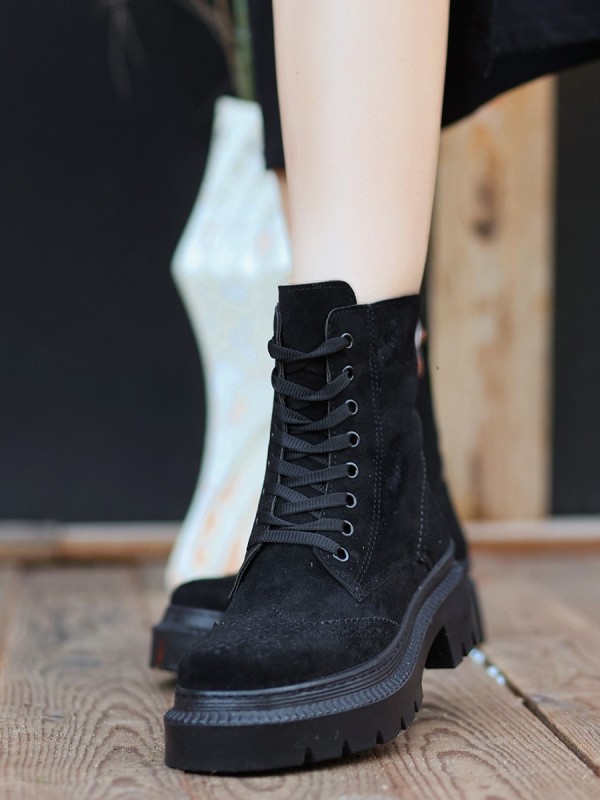 Perf Siyah Süet Bağcıklı Bot