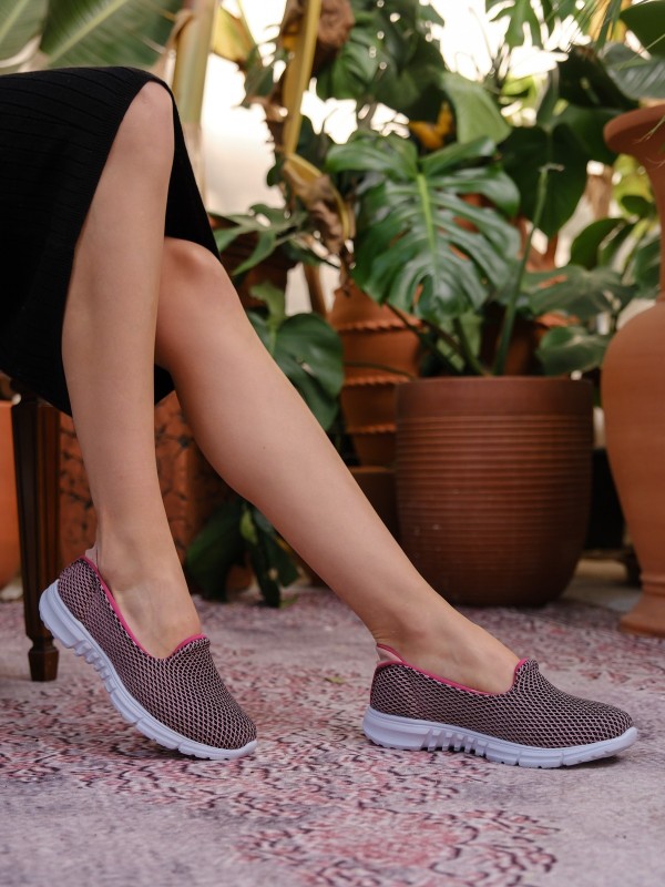 Enox Fuşya Desenli Streş Babet Ayakkabı