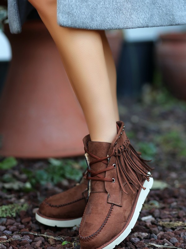 Trula Taba Süet Bağcıklı Bot