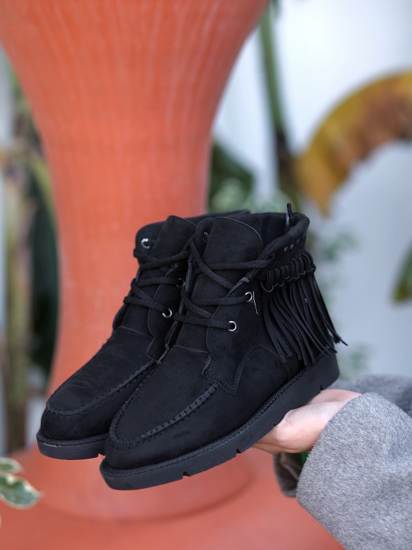 Trula Siyah Süet Bağcıklı Bot