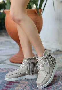 Trula Bej Süet Bağcıklı Bot