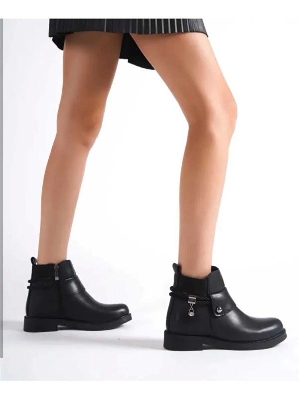 Sofiye Siyah Cilt Topuklu Bot