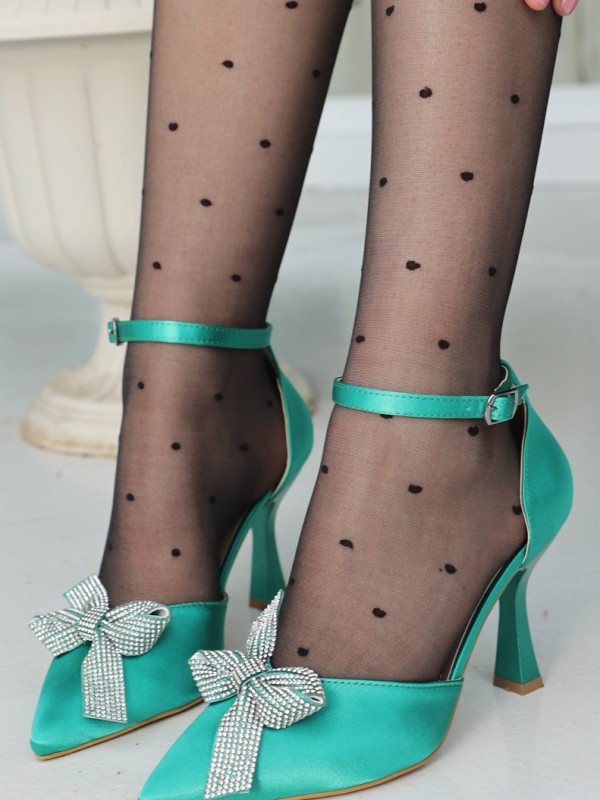 Vigan Yeşil Saten Topuklu Ayakkabı Vigan Yeşil Saten Topuklu Ayakkabı