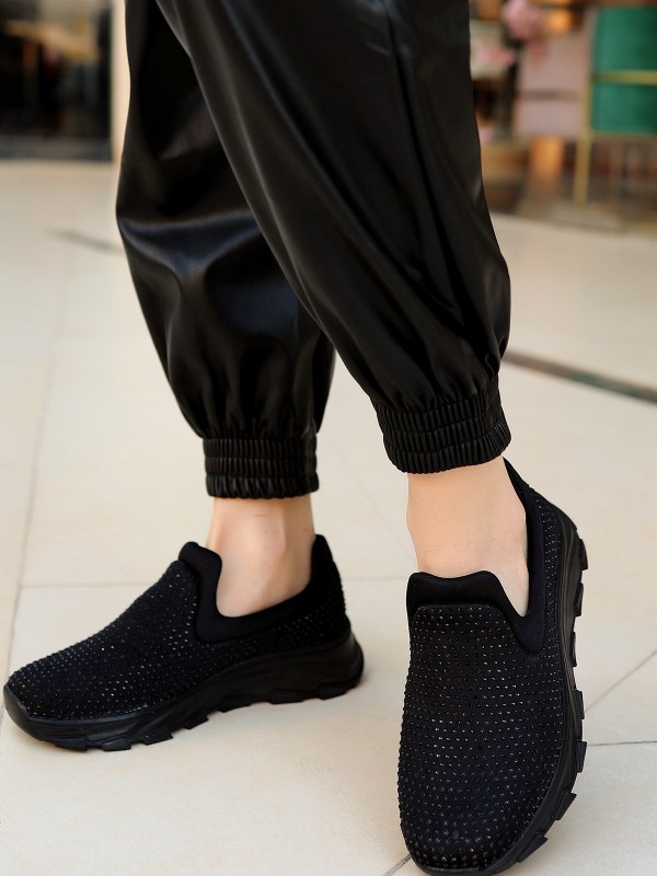 Mıry Siyah Streç Siyah Tabanlı Spor Ayakkabı Mıry Siyah Streç Siyah Tabanlı Spor Ayakkabı