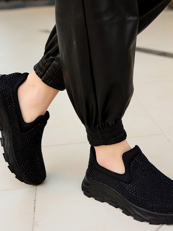 Mıry Siyah Streç Siyah Tabanlı Spor Ayakkabı Mıry Siyah Streç Siyah Tabanlı Spor Ayakkabı