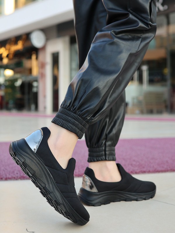 Krista Siyah Streç Siyah Tabanlı Spor Ayakkabı