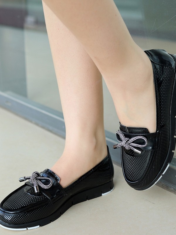 Owent Siyah Rugan Babet Ayakkabı