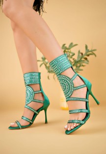 Jessi Yeşil Saten Boncuk İşlemeli Bootie