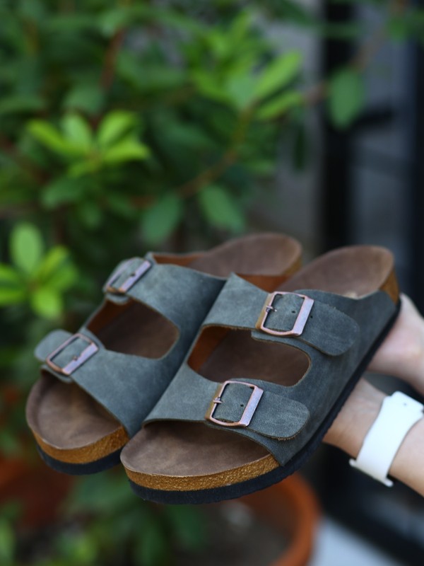 Rıno Gri Nubuk Terlik