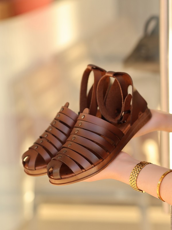 Motali Taba Deri Sandalet