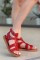 Kamila Kırmızı Deri Sandalet