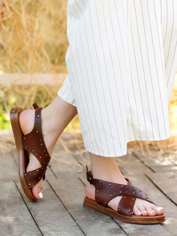 Lilan Taba Deri Sandalet