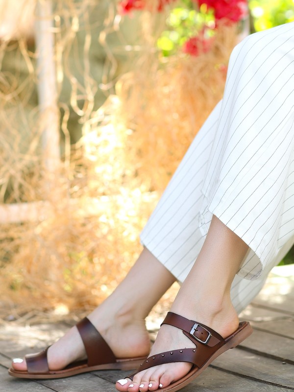 Juno Taba Deri Parmak Arası Terlik