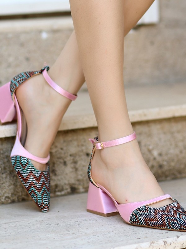 Mowe Pudra Cilt Topuklu Ayakkabı