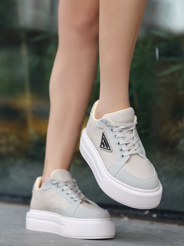 Julya Bej Cilt Bağcıklı Spor Ayakkabı