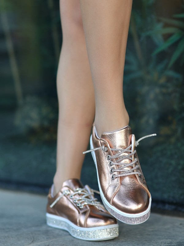 Vasie Bakır Cilt Bağcıklı Spor Ayakkabı