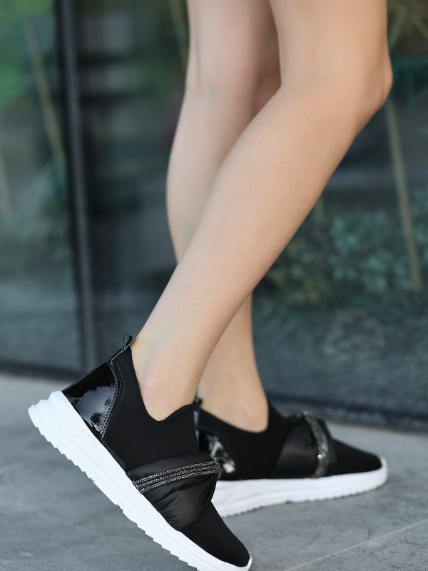 Stew Siyah Streç Spor Ayakkabı