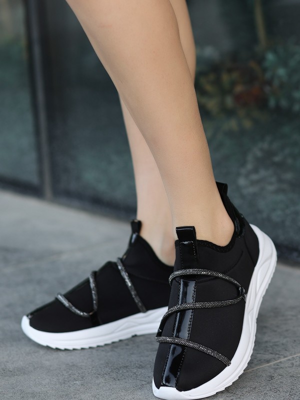 Olgo Siyah Streç Spor Ayakkabı