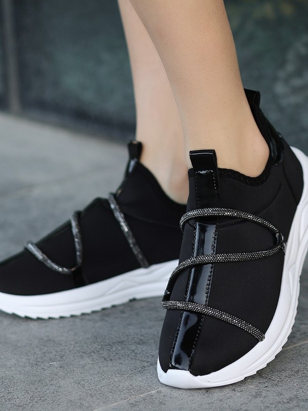 Olgo Siyah Streç Spor Ayakkabı