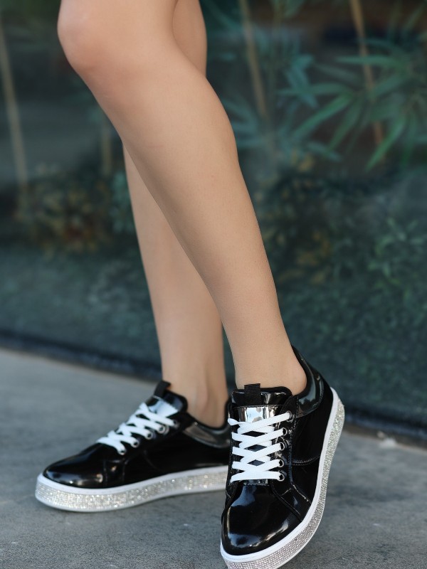 Jeja Siyah Rugan Bağcıklı Spor Ayakkabı