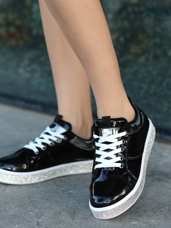 Jeja Siyah Rugan Bağcıklı Spor Ayakkabı