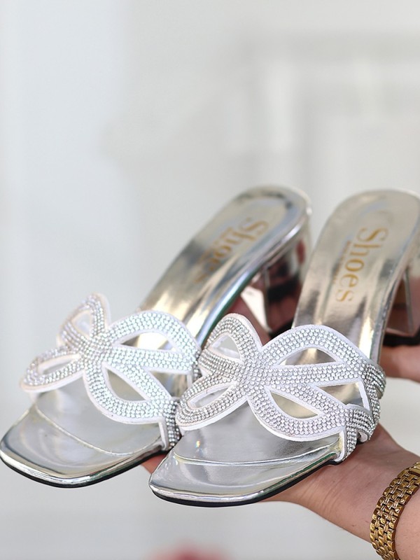 Bonde Gümüş Rugan Topuklu Terlik